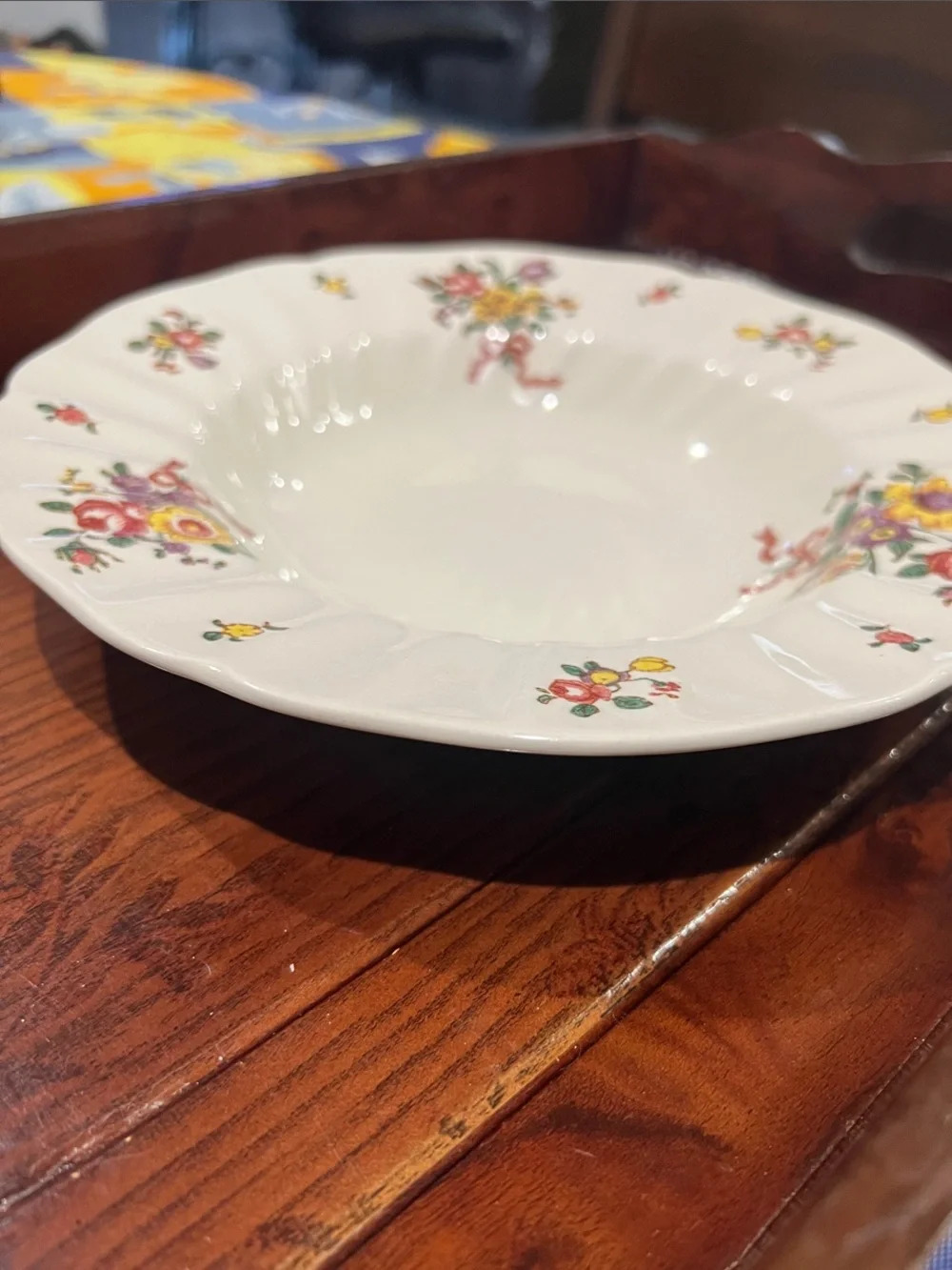Royal Doulton Cream Serving Bowl with Multicolor Floral Sprays